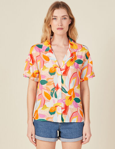 Chemise manches courtes multicolore femme