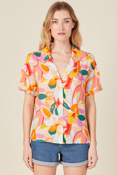Chemise manches courtes multicolore femme