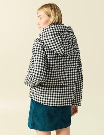 Doudoune droite courte col montant noir femme