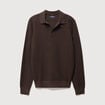 Pull droit col polo manches longues marron homme