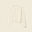 Gilet court droit manches longues creme femme