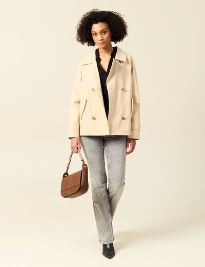 Trench court oversize beige femme