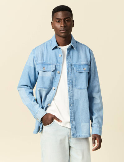 Surchemise en jean denim bleach homme