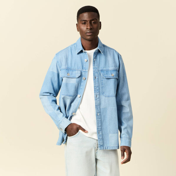 Surchemise en jean denim bleach homme