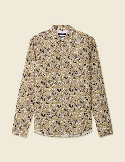 Chemise à manches longues beige homme