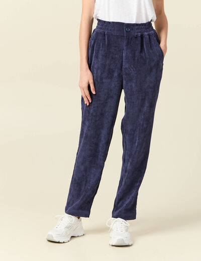 Tregging velours 7/8ème bleu marine femme