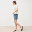 T-shirt cintr&eacute; fronc&eacute; manches courtes ivoire femme