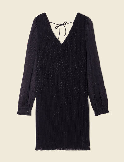 Robe trapèze plissée noir femme