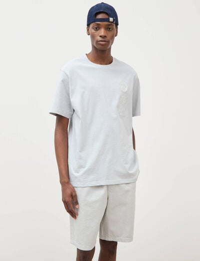 T-shirt ample en coton manches courtes gris clair homme