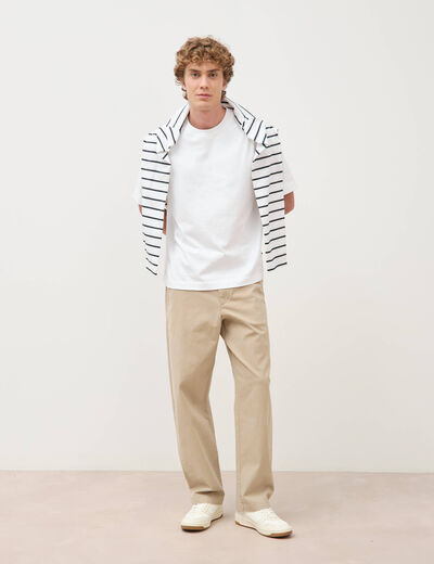Pantalon coupe large beige homme