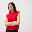 Pull droit sans manches col rond rouge femme