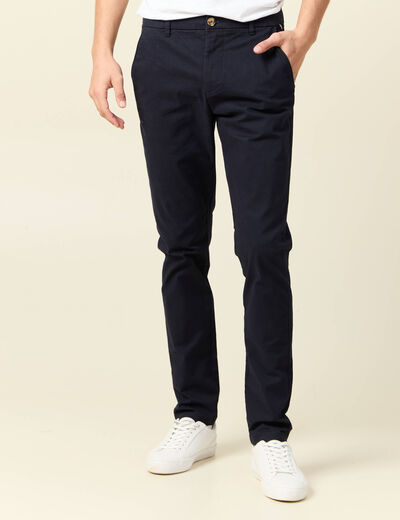 Pantalon chino longueur 32 bleu fonc&eacute; homme