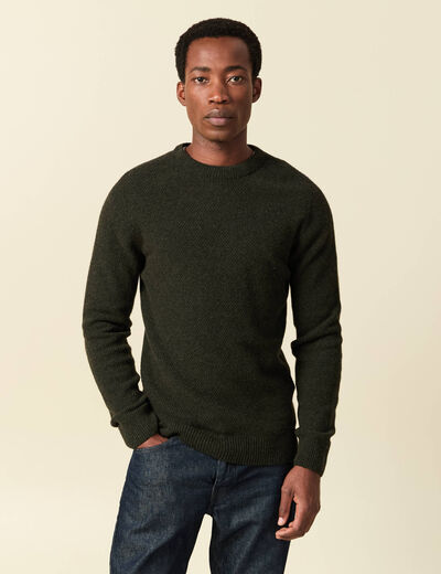 Pull manches longues fabriqu&eacute; en France vert kaki homme
