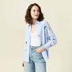 Chemise manches longues bleu femme