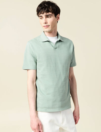 Polo manches courtes en coton vert olive homme