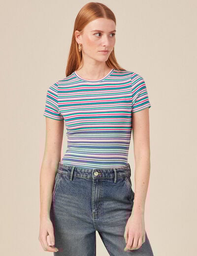 T-shirt manches courtes multicolore femme