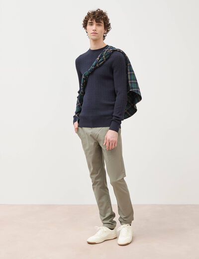 Pantalon chino slim vert kaki homme