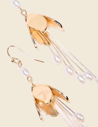 Boucles d'oreilles pendantes ecru femme