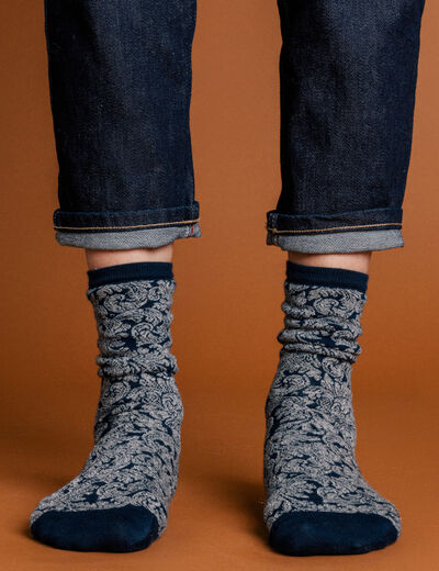 Chaussettes fabriquées en France bleu foncé femme