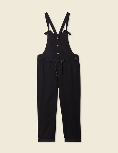 Salopette fluide boutonnée noir femme