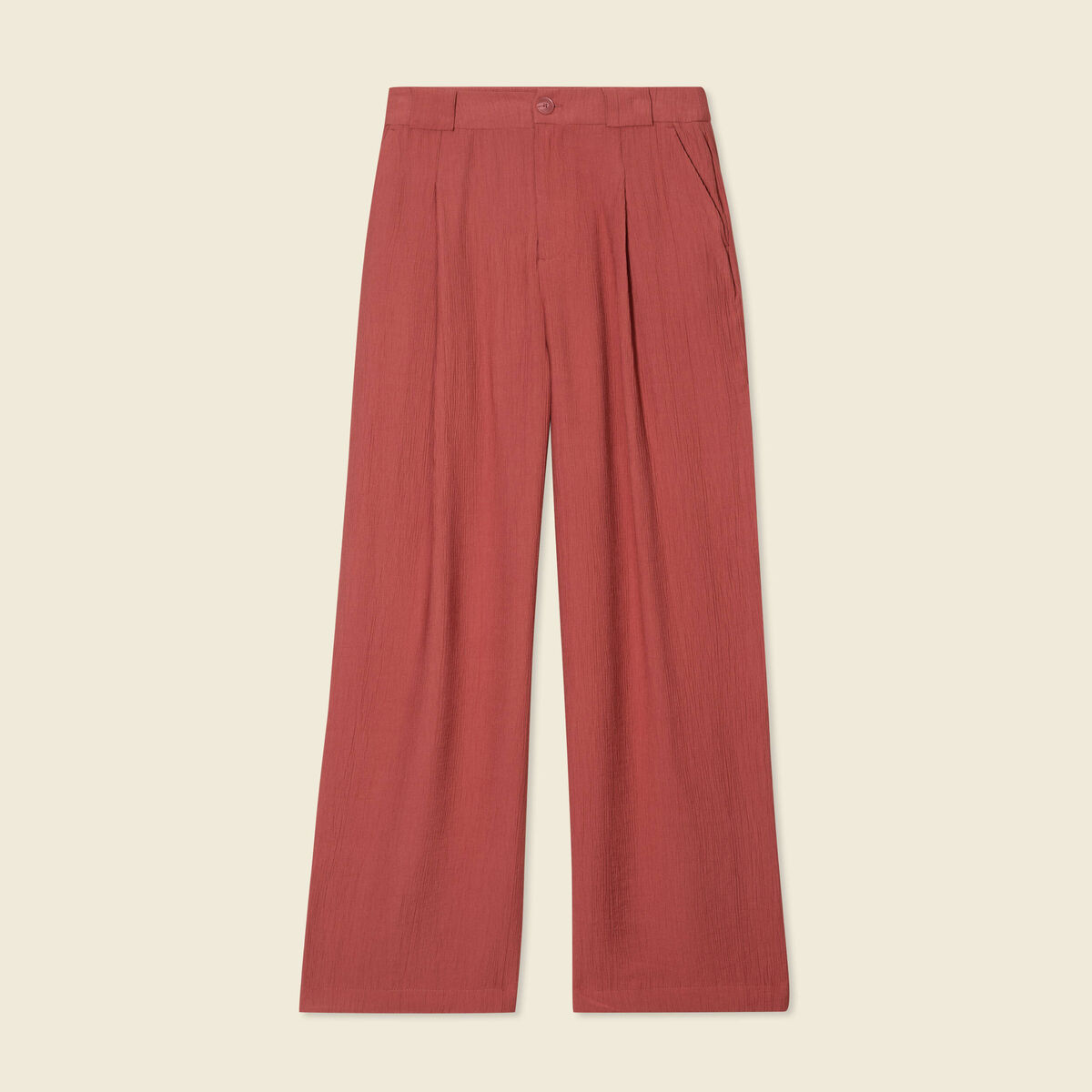 Pantalon large à pinces vieux rose femme