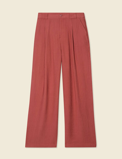 Pantalon large à pinces vieux rose femme