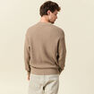 Pull col rond en coton taupe homme