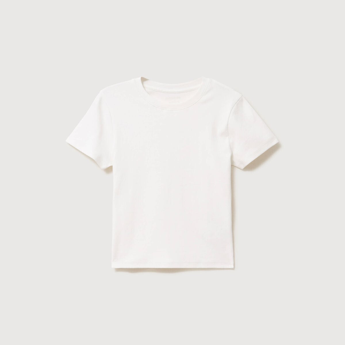 T-shirt ajust&eacute; col rond manches courtes ecru femme