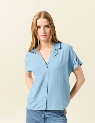Chemise manches courtes bleu clair femme