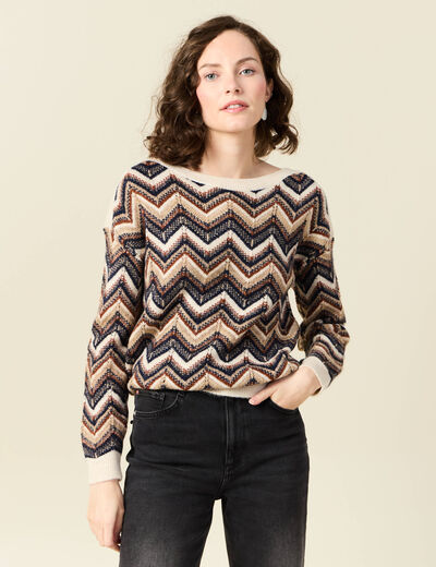 Pull manches longues bleu marine femme