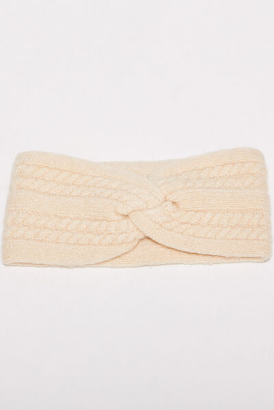 Bandeau tricoté creme femme