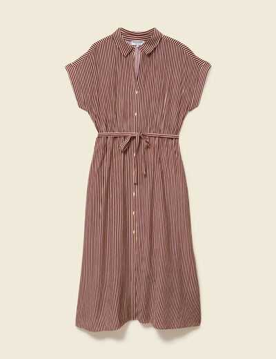 Robe longue &eacute;vas&eacute;e manches courtes violet femme