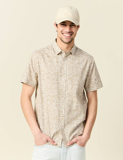 Chemise manches courtes beige homme