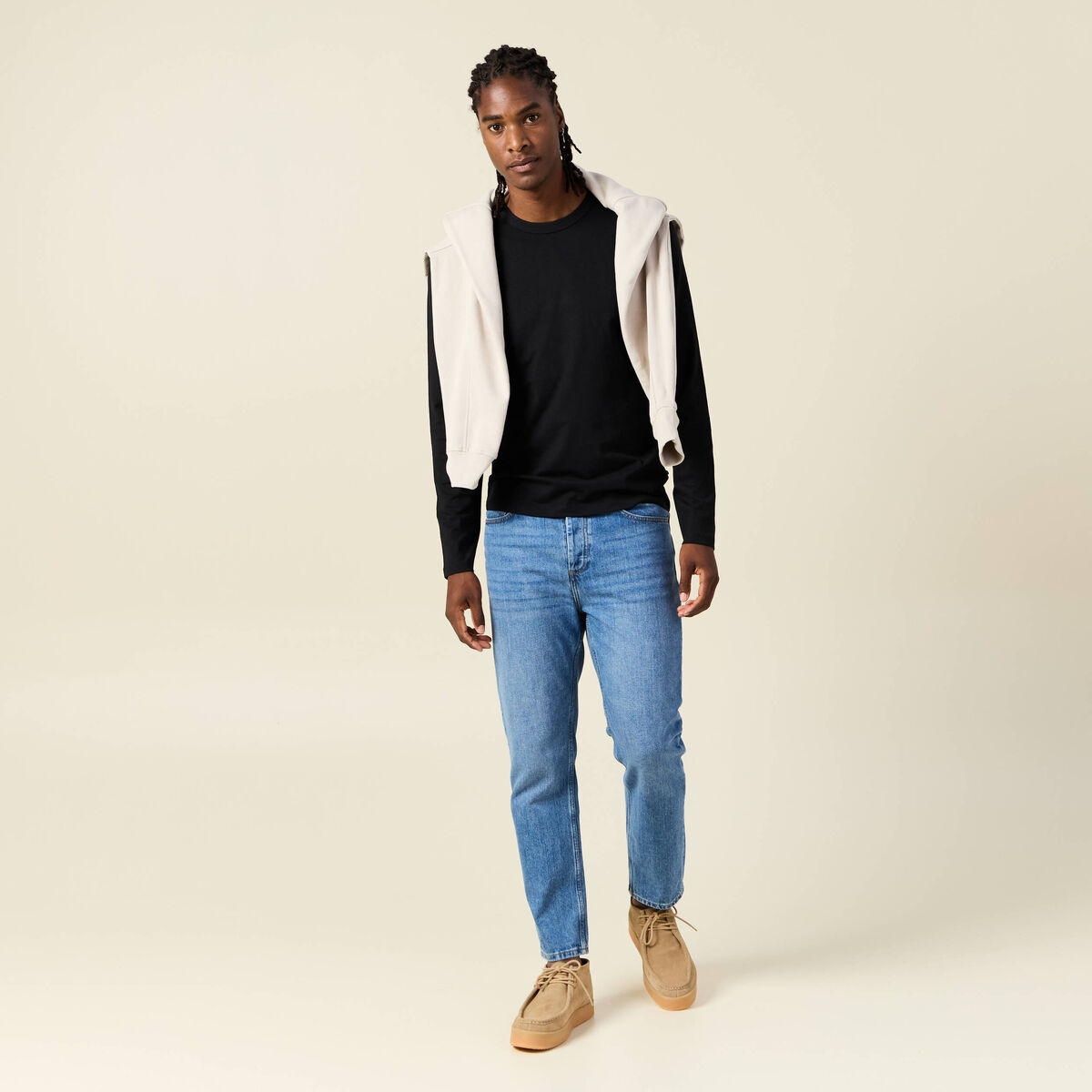 T-shirt en coton manches longues noir homme
