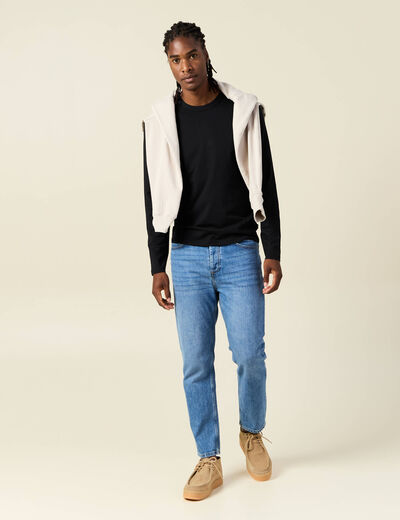 T-shirt en coton manches longues noir homme
