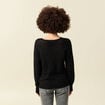 Pull manches longues col rond noir femme