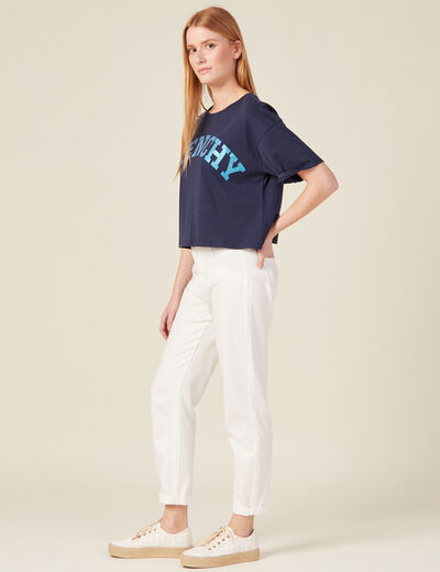 T-shirt manches courtes bleu marine femme
