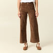 Pantalon large taille haute en velours vieux rose femme