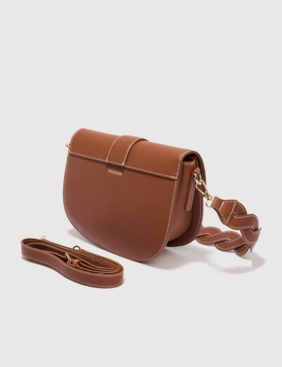Sac &agrave; rabat en bandouli&egrave;re camel femme
