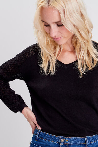 Pull éco-responsable noir femme
