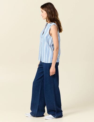 Chemise sans manches bleu femme