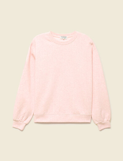 Sweat droit manches longues rose clair femme
