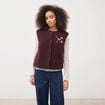 Cardigan droit sans manches doubl&eacute; bordeaux femme