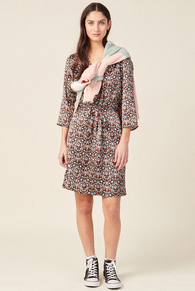 Robe droite à coulisse noir femme