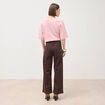 Jeans large cropped taille haute marron chocolat femme