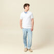 Polo cintré manches courtes en coton blanc homme