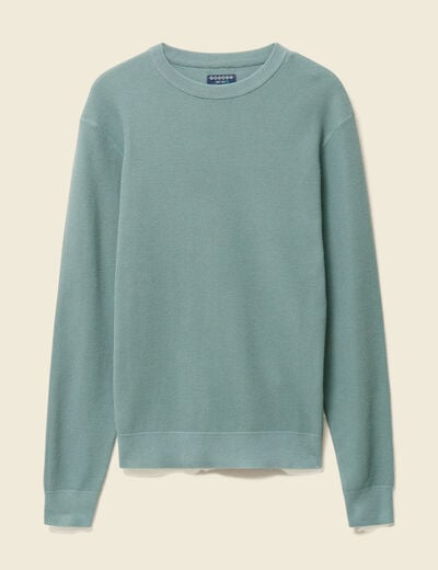 Pull fin col rond manches longues bleu gris homme