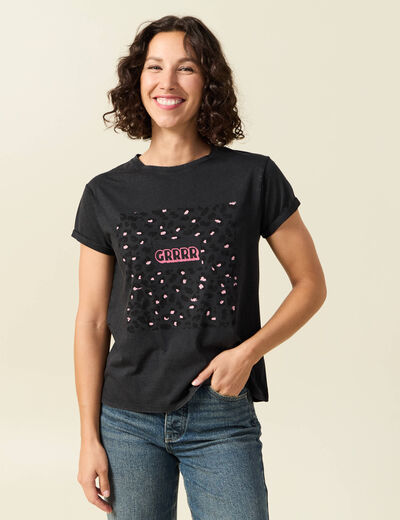 T-shirt en coton noir femme
