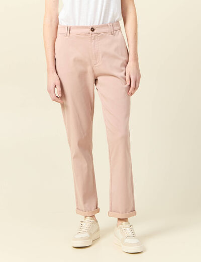 Pantalon chino cigarette rose clair femme