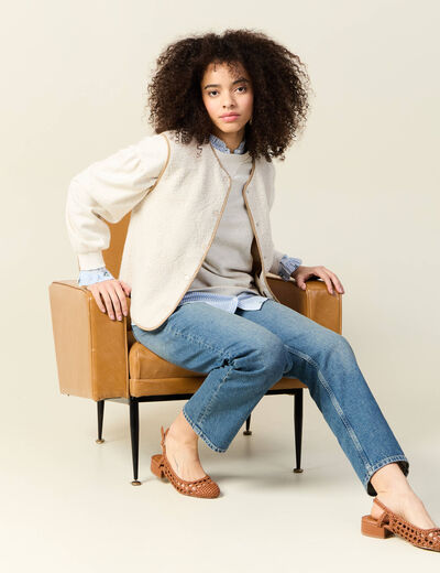 Gilet éco-responsable ecru femme